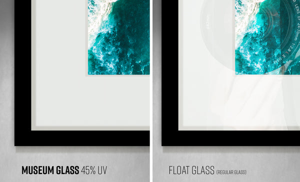 Museum Glass 45% UV protection vs. Float Glass