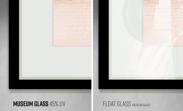 Museum Glass 45% UV protection vs. Float Glass