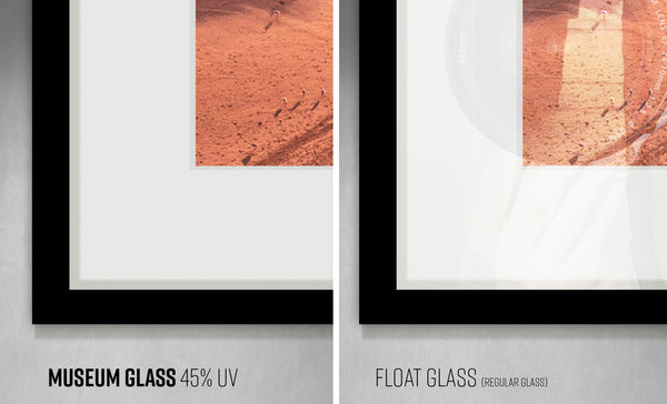 Museum Glass 45% UV protection vs. Float Glass