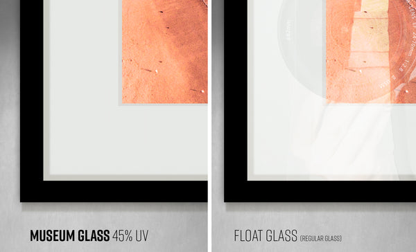 Museum Glass 45% UV protection vs. Float Glass