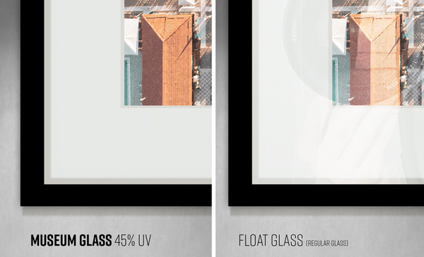 Museum Glass 45% UV protection vs. Float Glass