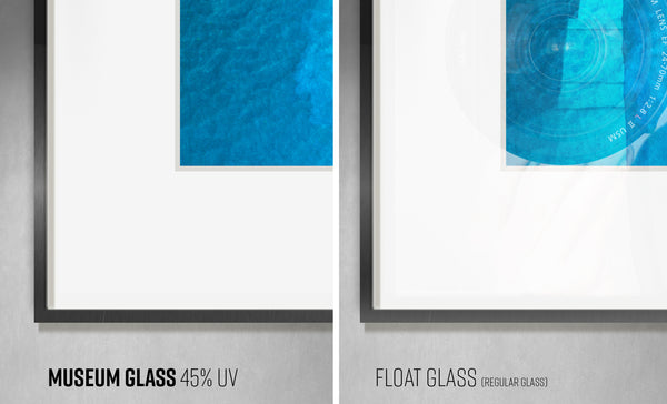 Museum Glass 45% UV protection vs. Float Glass