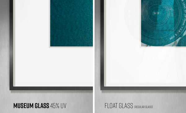 Museum Glass 45% UV protection vs. Float Glass