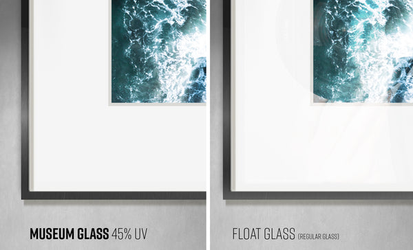 Museum Glass 45% UV protection vs. Float Glass