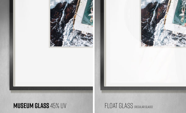 Museum Glass 45% UV protection vs. Float Glass