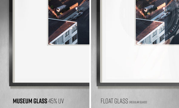 Museum Glass 45% UV protection vs. Float Glass