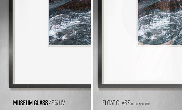 Museum Glass 45% UV protection vs. Float Glass