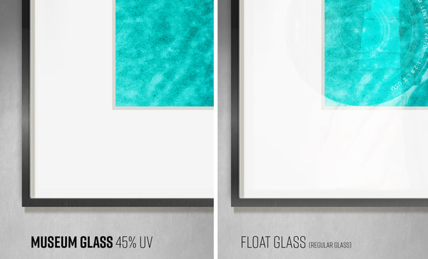 Museum Glass 45% UV protection vs. Float Glass