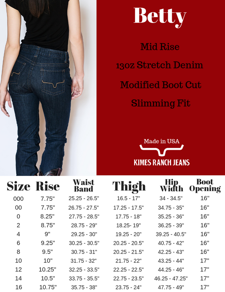 size 16 jeans size chart