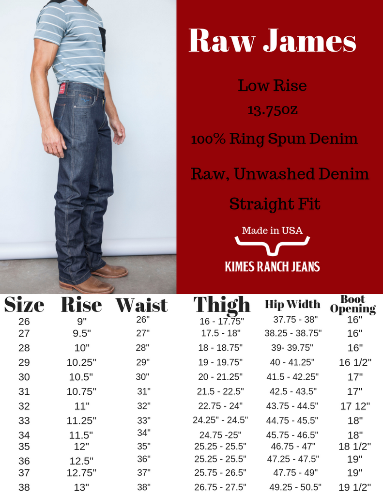 james jeans size chart