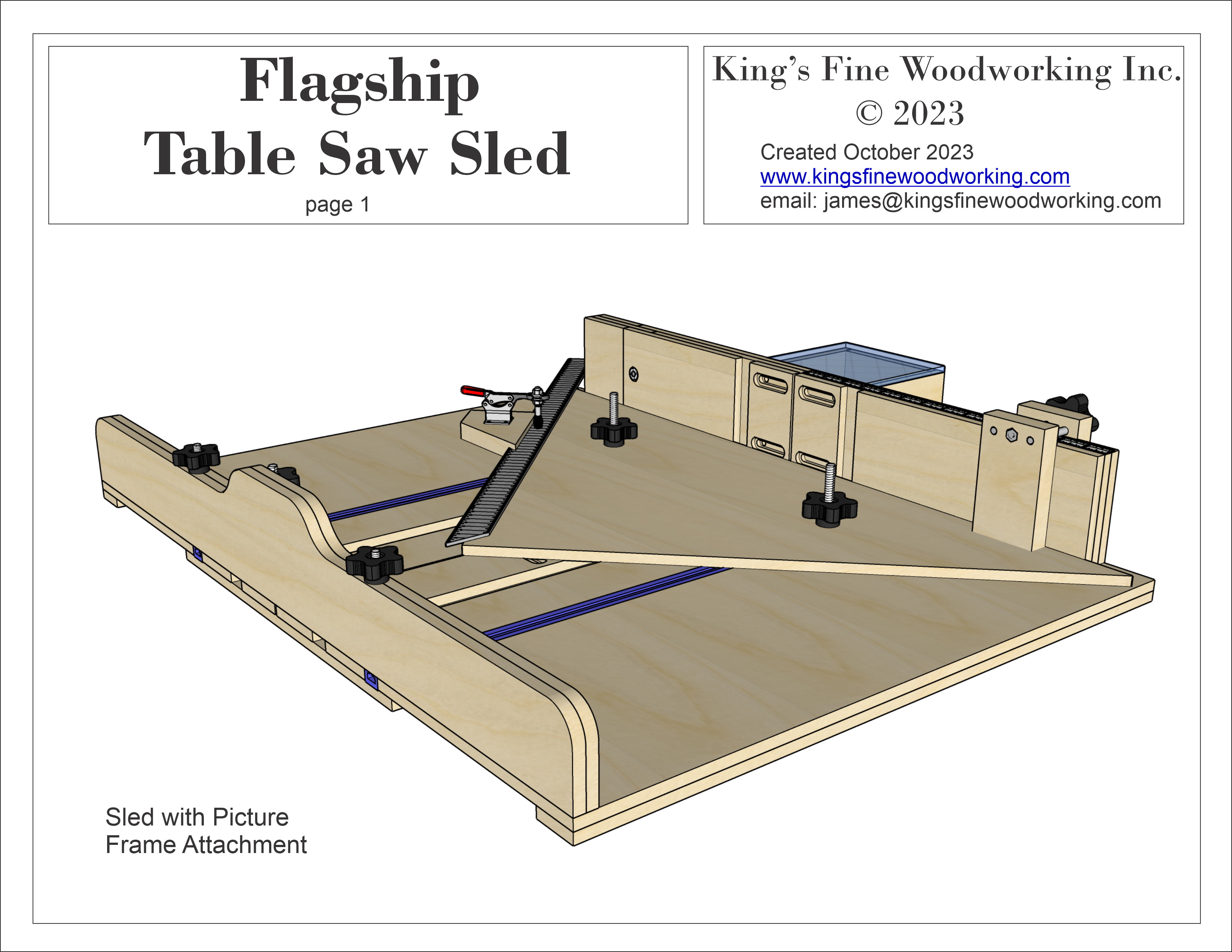FLAGSHIP TABLE SAW SLED PLANS with PAPER TEMPLATES - Full Size