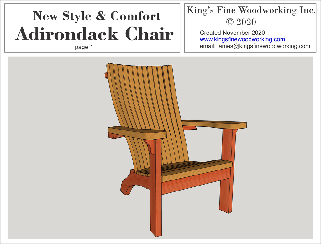 Adirondack Chair, New Comfort Design 3-D Plans - King's 