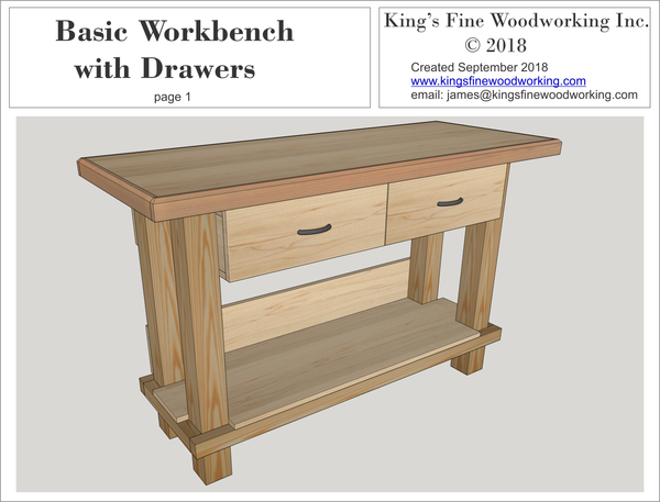 Basic Workbench with Drawers 3D Plans – King's Fine 