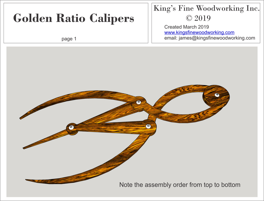 Plans for the Golden Ratio Calipers – King's Fine 