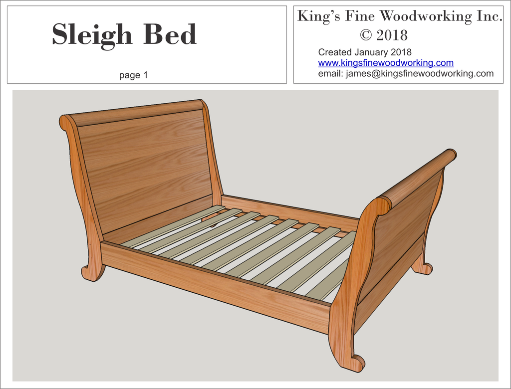 Sleigh Bed Heirloom Piece Woodworking Plans - King's Fine Woodworking Inc