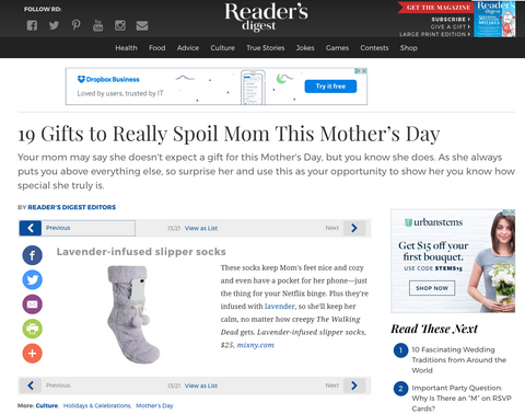 Readers Digest - Mothers Day Guift Guide - Slipper Socks