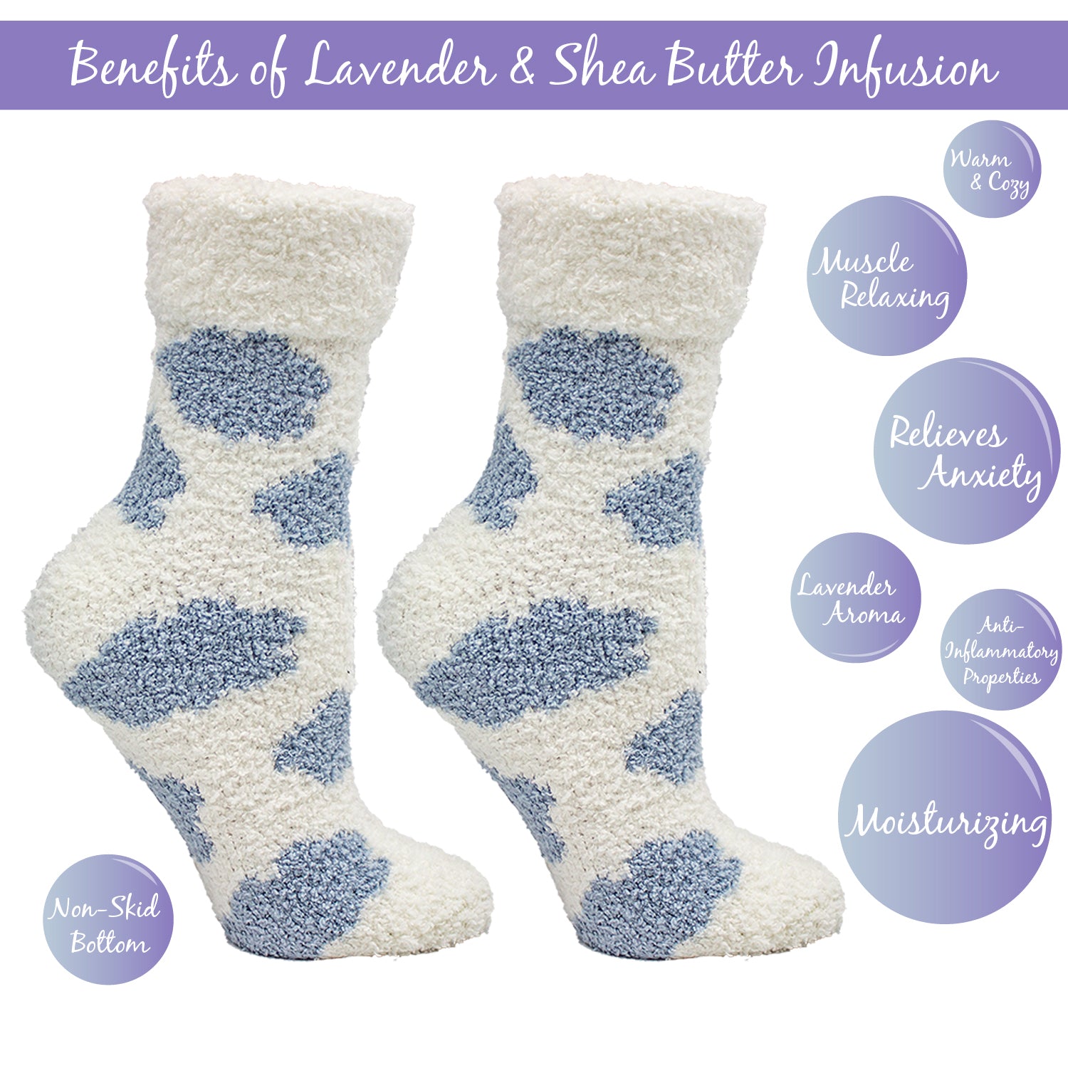 Lavender MUK LUKS Shea Butter Ballerina Slipper Socks
