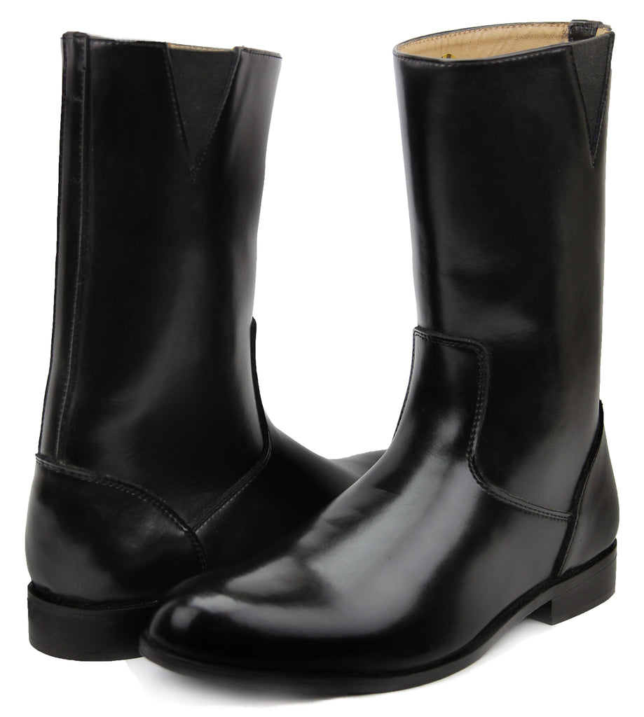 mid calf leather boots