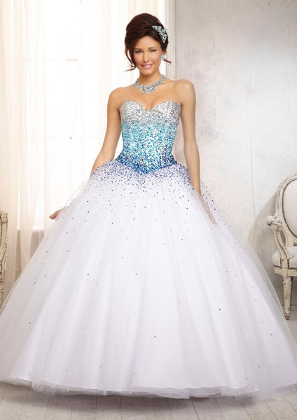 Crystal Beaded Satin Bodice on a Ruffled Tulle Skirt 