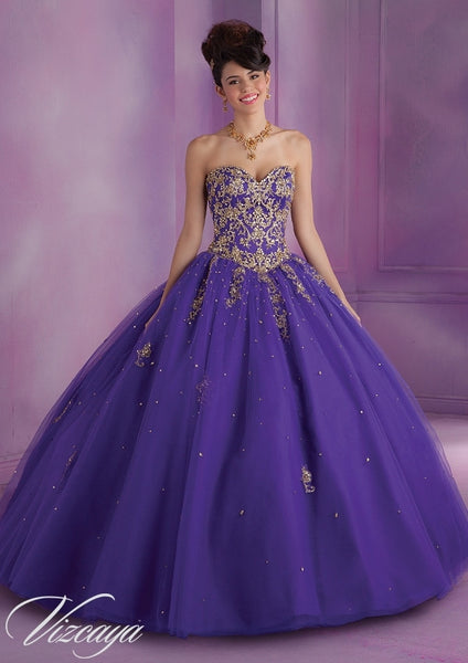 Embroidered Tulle Quinceanera  Dress  with Beading Rina s 