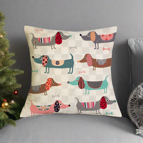 Christmas Dachshund Dackel Wiener Dog Throw Pillow Cover