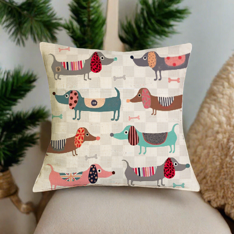 Christmas Dachshund Dackel Wiener Dog Throw Pillow Cover