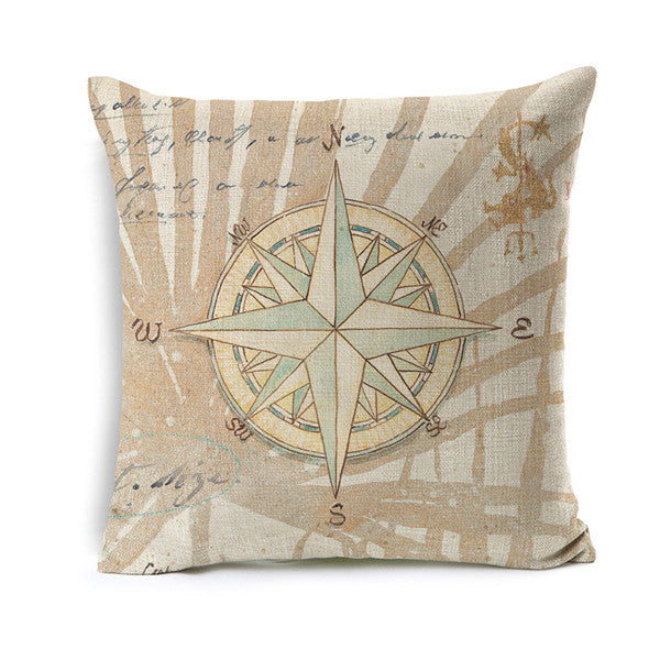 Mediterranean Ocean Compass Vintage Pillowcase – Eryn Home