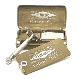 1918 Gillette U.S. Military Ball End Old Type Khaki Set