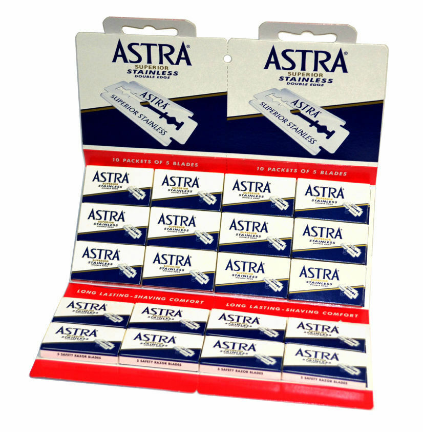 Astra - Blue Superior Stainless Double Edge Razor Blades - 100 Pack