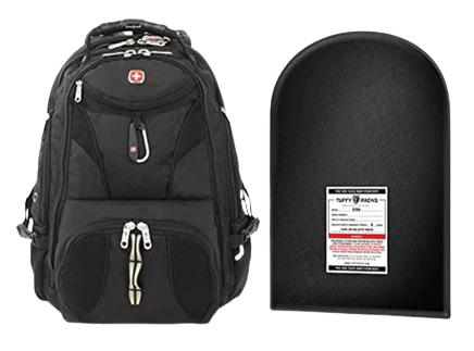 TUFFYPACKS SWISSGEAR SCANSMART BACKPACK + LEVEL IIIA BULLETPROOF ARMOR PLATE PACKAGE