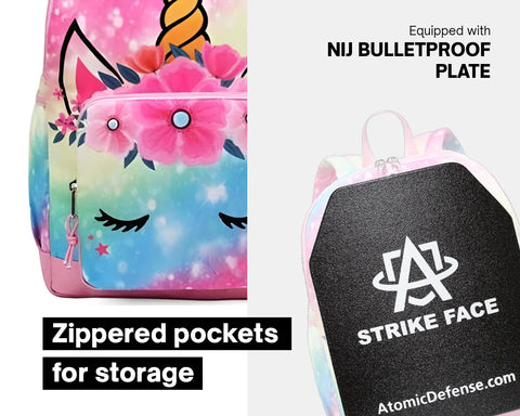 Zippered pockets for storage and equipped with NIJ bulletproof plate