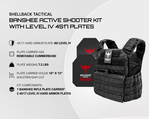 Shellback active shooter kit tactical banshee rifle plate carrier's features