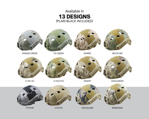 Chase Tactical Lightweight Non-Ballistic  Bump Helmet's 13 designs