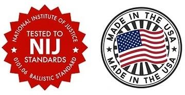 two certification marks: NIJ Certification and Made in the USA