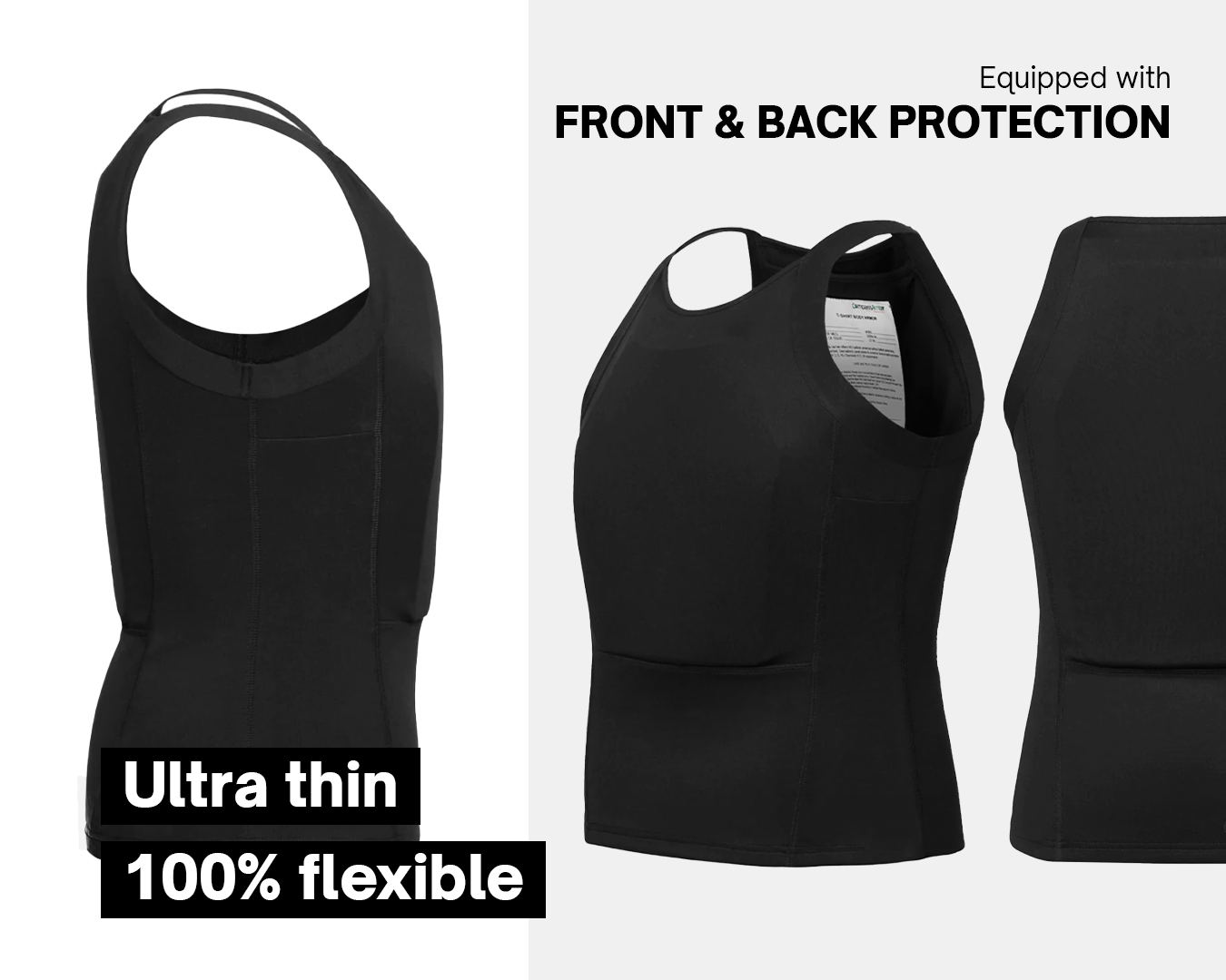 Ultra Thin Bulletproof Body Armor Shirt Vest Equipped with Front and Back Protection