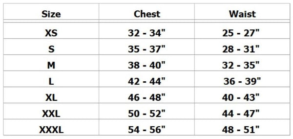 Talos Ballistic Level IIIA ProTac Bulletproof Vest Sizing chart