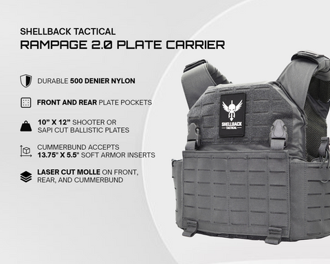 Shellback Tactical Rampage 2.0 plate carrier's features