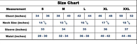 Legacy Tactical Level IIIA Concealable Vest size chart