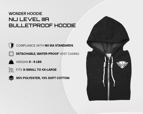 Wonder Hoodie NIJ Level IIIA Bulletproof Hoodie's specifications