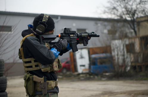 Man aiming a rifle