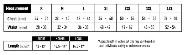SafeGuard Armor TacPro Level IIIA Tactical Body Vest male sizing chart