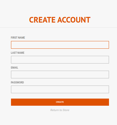 Create account window