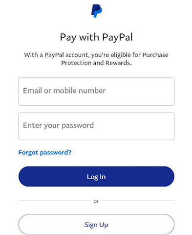 Paypal login page