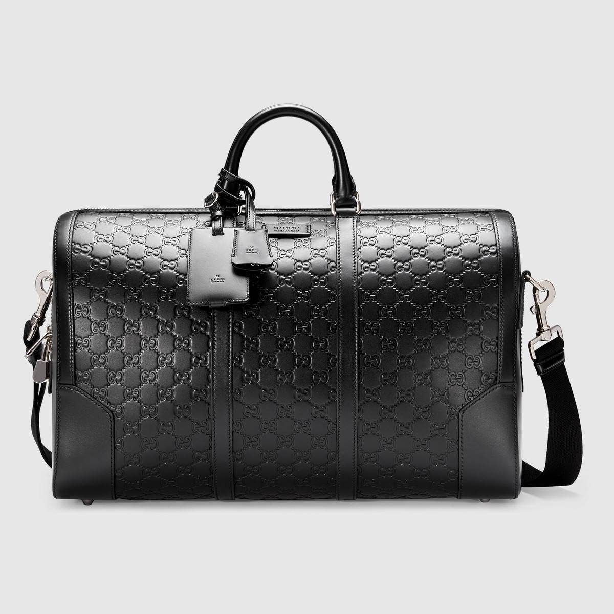 gucci men's black duffle bag