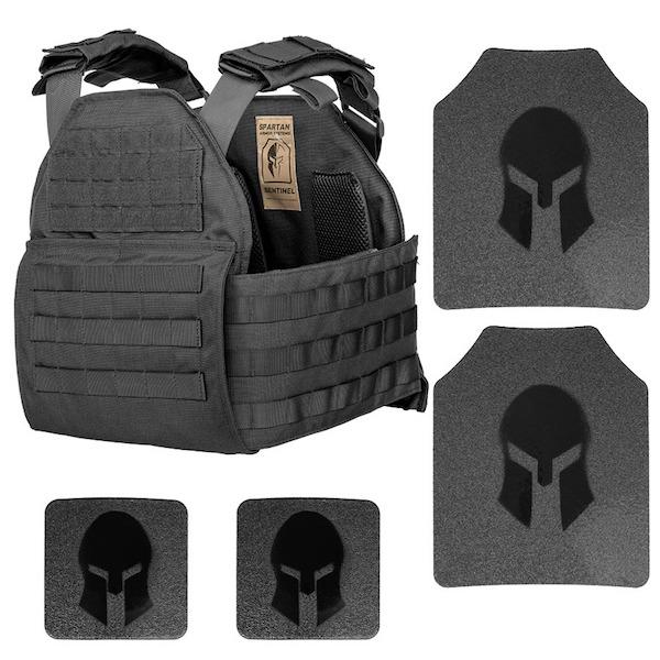 Spartan Armor AR550 Level III+ Body Armor & Sentinel Plate Carrier Package in Black