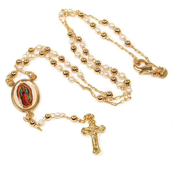 Pendant Rosary Beads Gold-plated Crucifixion Jerusalem Holy Land 12