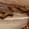 Image of Catholic Wooden Prayer Beads Rosary with Crucifix from Jerusalem 21'' Holy Land