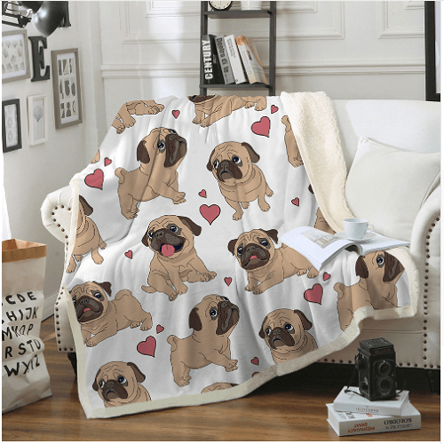 Animal Pug Dog Throw Blanket - Jesmine 