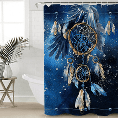 blue shower curtain