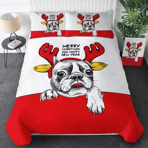 pug christmas bedding